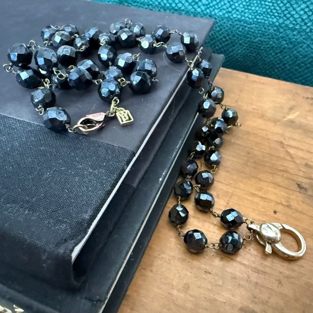 Waxing Poetic Hematite Beaded Necklace & Charm Catcher